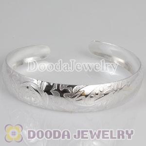 Engrave Pattern 13mm Sterling Silver Bangle Bracelet