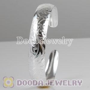 Engrave Pattern 13mm Sterling Silver Bangle Bracelet