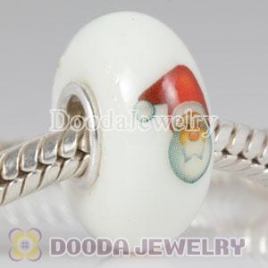 Painted Santa Claus Murano Glass Beads 925 Sterling Silver European Compatible