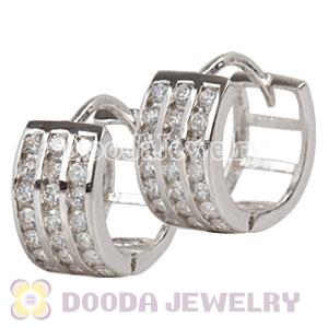 Sterling Silver Clear CZ Huggie Hoop Earrings