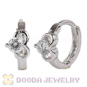 Sterling Silver Mickey Mouse CZ Huggie Hoop Earrings