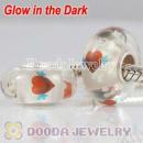 Painted Wing Heart Murano Glass Fluorescent Beads 925 Sterling Silver European Compatible
