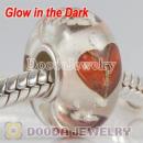 Painted Zip Heart Murano Glass Fluorescent Beads 925 Sterling Silver European Compatible