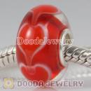 lampwork glass heart beads 925 sterling silver core suit European style jewelry