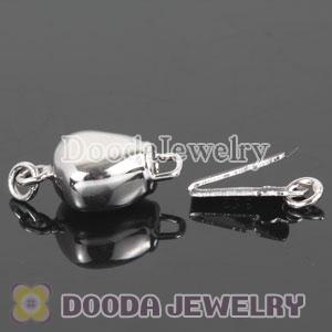 Fishhook Pearl Clasp Rhodium Plated Heart 8.3X18mm Sterling Silver