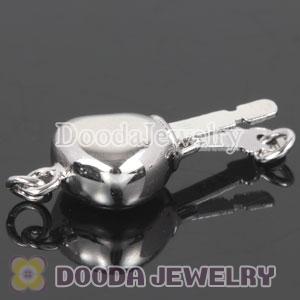 Fishhook Pearl Clasp Rhodium Plated Heart 8.3X18mm Sterling Silver