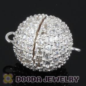 Sterling Silver Magnetic Round Clasp 15mm with Austrian crystal