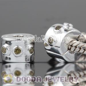 European Style 925 Silver Clip Beads with CZ Stone