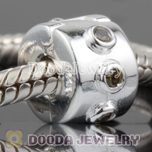 European Style 925 Silver Clip Beads with CZ Stone