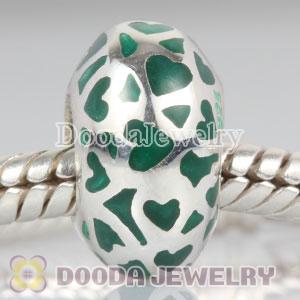 Enamel Green Love Beads 925 Sterling Silver fit European Largehole Jewelry