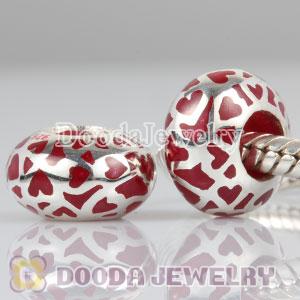 Enamel Red Love Beads 925 Sterling Silver fit European Largehole Jewelry