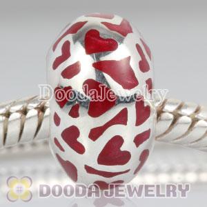 Enamel Red Love Beads 925 Sterling Silver fit European Largehole Jewelry