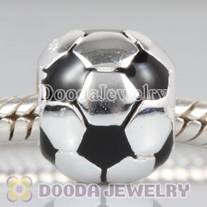 925 Solid Silver Beads Enamel Football European Compatible