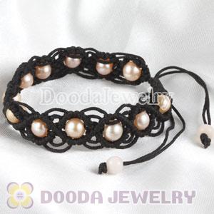 Wholesale Fashion Hand Knitted Adjustable Bracelet with Nature Freshwater Pearl
