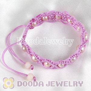 Wholesale Fashion Hand Knitted Adjustable Bracelet with Nature Freshwater Pearl