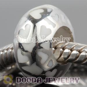 Enamel White Love Beads 925 Sterling Silver fit European Largehole Jewelry