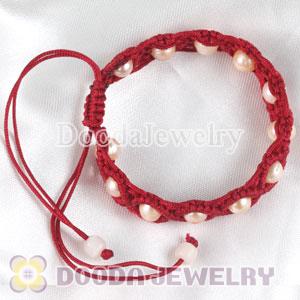 handmade Inspired Hand Knitted Adjustable Bracelet with Nature Freshwater Pearl