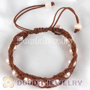 Wholesale European macrame bracelets with Nature Freshwater Pearl