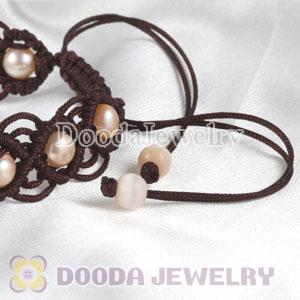 handmade Inspired Hand Knitted Adjustable Bracelet with Nature Freshwater Pearl