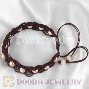 handmade Inspired Hand Knitted Adjustable Bracelet with Nature Freshwater Pearl