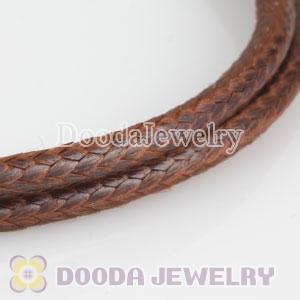 46cm Charm Brown Leather Necklace with sterling silver clasp