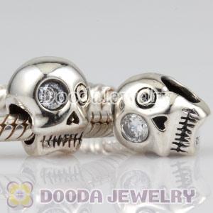 925 Sterling Silver Evil Skull CZ Beads European Compatible