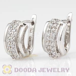 Sterling Silver Fashion CZ Huggie Hoop Earrings