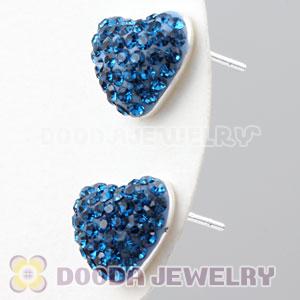 Sterling Silver Austrian crystal Heart Stud Earrings