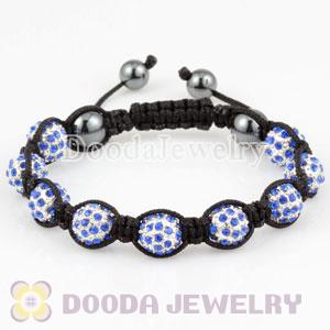 handmade Style TresorBeads Blue Crystal Ball Bead Bracelets with Hematite