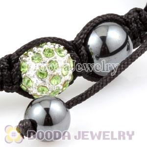 handmade Style TresorBeads Green Crystal Ball Bead Bracelets with Hematite