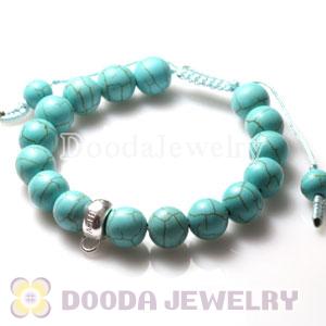 handmade Style Tscharm Jewelry Charm Bracelet Turquoise and Sterling Silver Beads
