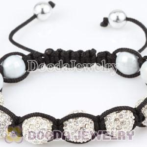 Fashion handmade Style Bracelets with White and Crystal Disco Beads