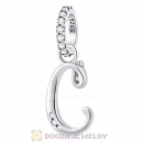CZ Dangle Initial Letter C Pendant Charm