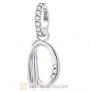CZ Dangle Initial Letter D Pendant Charm