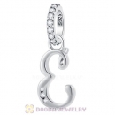 CZ Dangle Initial Letter E Pendant Charm