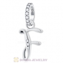 CZ Dangle Initial Letter F Pendant Charm