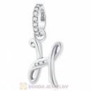 CZ Dangle Initial Letter H Pendant Charm