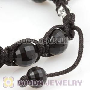 Wholesale handmade Bracelets with crystal and Faceted Black ABS plastic Beads