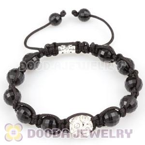 Wholesale handmade Bracelets with crystal and Faceted Black ABS plastic Beads