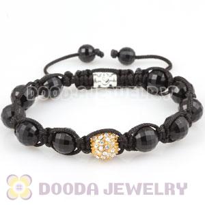 Wholesale handmade Bracelets with crystal and Faceted Black ABS plastic Beads