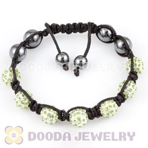handmade Style TresorBeads Bracelets with green Crystal Ball and Hematite