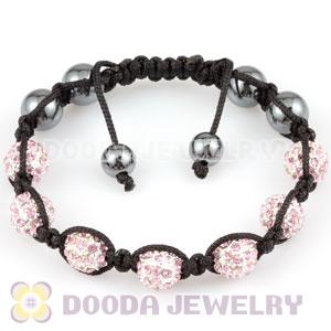 handmade Style TresorBeads Bracelets with pink Crystal Ball and Hematite