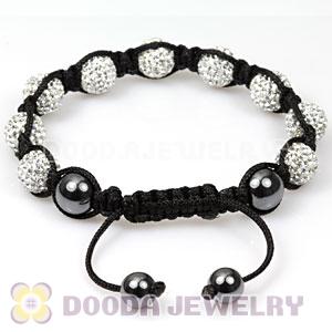  Pave White Czech Crystal TresorBeads  handmade Inspired Bracelets with Hematite