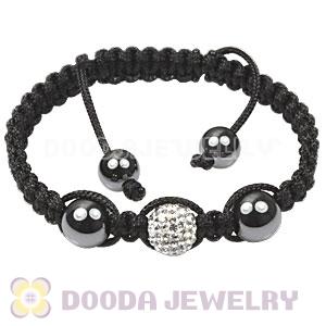 TresorBeads Macrame Bracelets with white Crystal and Hematite beads 