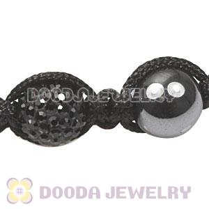 TresorBeads Macrame Bracelets with black Crystal and Hematite beads 