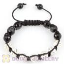 handmade Inspired Bracelet Wholesale with hollow silver plated copper and Black Faceted ABS plastic