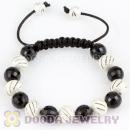 handmade Inspired Bracelet Wholesale with hollow silver plated copper and Black Faceted ABS plastic