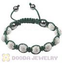 Green cord TresorBeads Inspired Bracelets with white Czech Crystal and Hematite