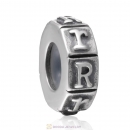 Alphabet Letter R 925 Sterling Silver Rubber Stopper Beads 