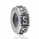 Alphabet Letter S 925 Sterling Silver Rubber Stopper Beads 